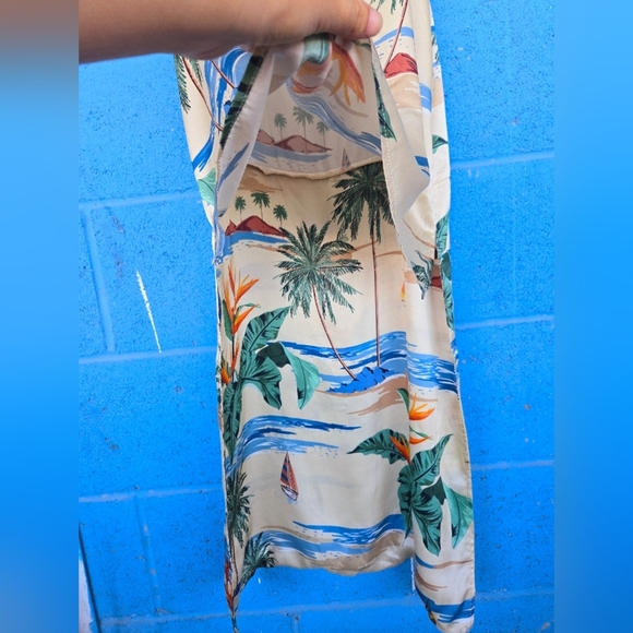 The Games We Play Tropical Print Spaghetti Strap mulletDress 100% Silk Sz Small - Picture 13 of 15